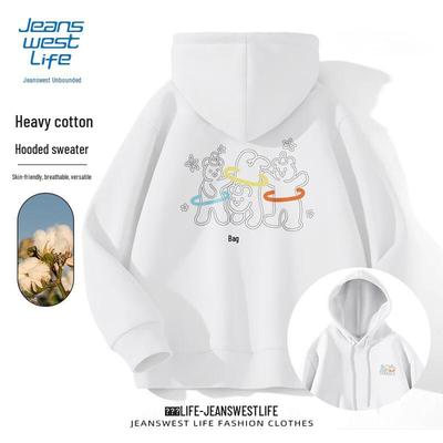 JEANSWEST LIFE Men's Cartoon Print Hooded Sweatshirt