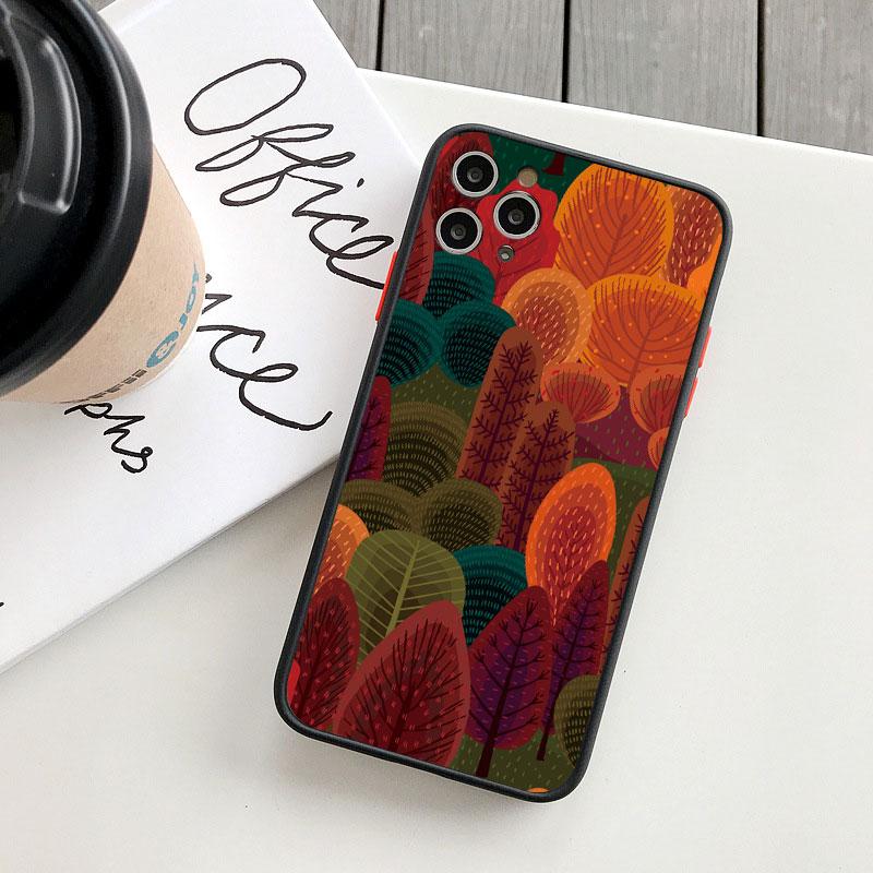 Colorful Tropical Forest Leaves Trees Hand Printed Phone Case For iphone 7 8 Plus SE 2020 11 12 13 14 Pro Max X XS XR Back Cover