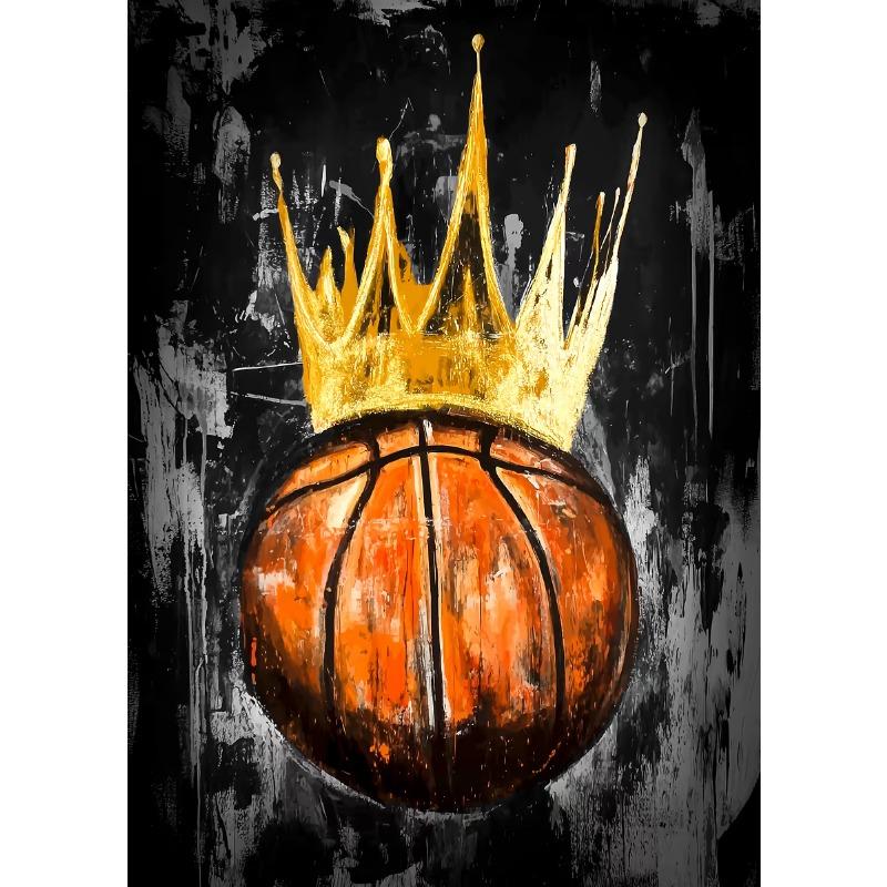 Piłka nożna Koszykówka Baseball Złota Korona Plakat Druk Malarstwo na Płótnie Graffiti z Piłką Sztuka Ścienna Obraz do Salonu Dekoracja Domu