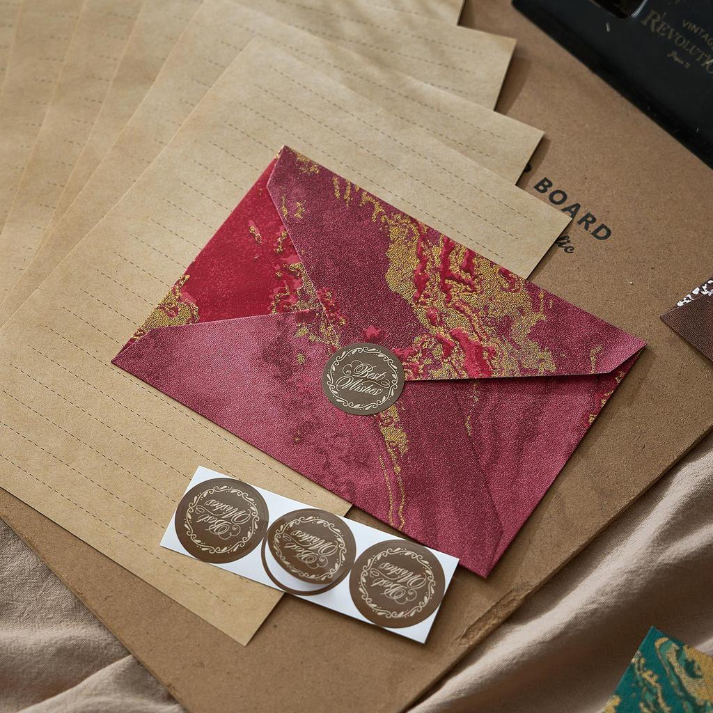 Retro Embossed Chinese Style Letter and Envelope Set with Wax Seal