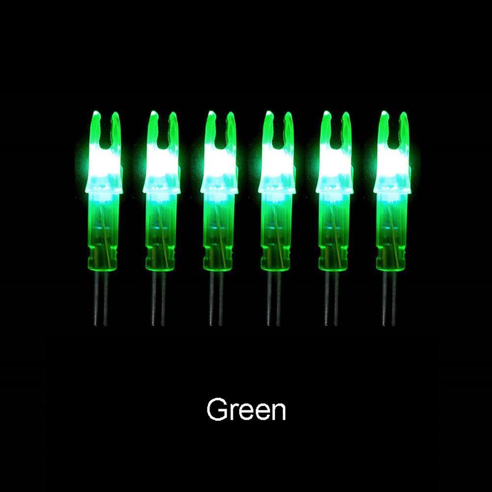 6 Stück Automatisches LED Bogenschießen Pfeile Beleuchtete Nocken 6,2 mm Pfeilnocken Schwanz Für Jagdpfeil Schaft Zubehör Hohe Qualität grün