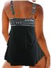 European & American Plus Size Rhombus Split Swimsuit for Women