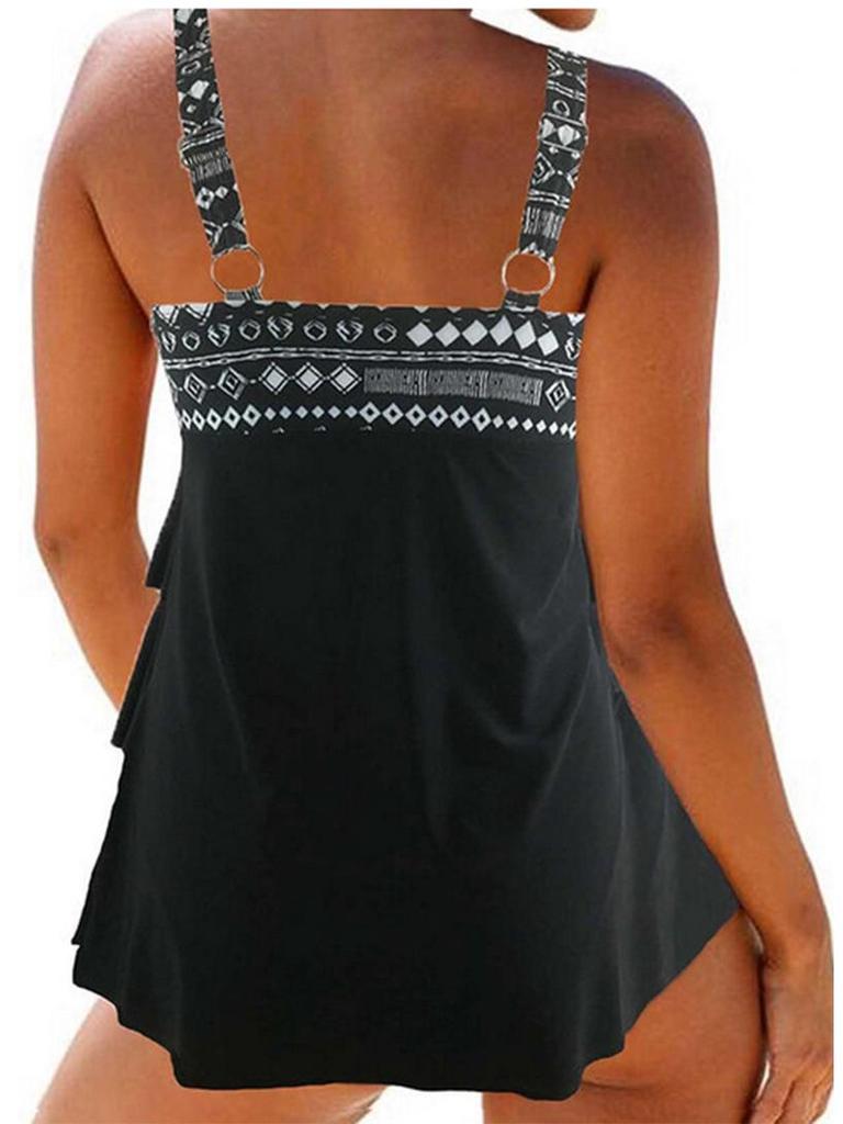 European & American Plus Size Rhombus Split Swimsuit for Women