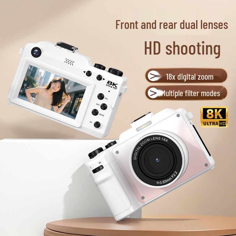 

8K Dual Lens HD Camera with Optical Zoom, WiFi, and Filters