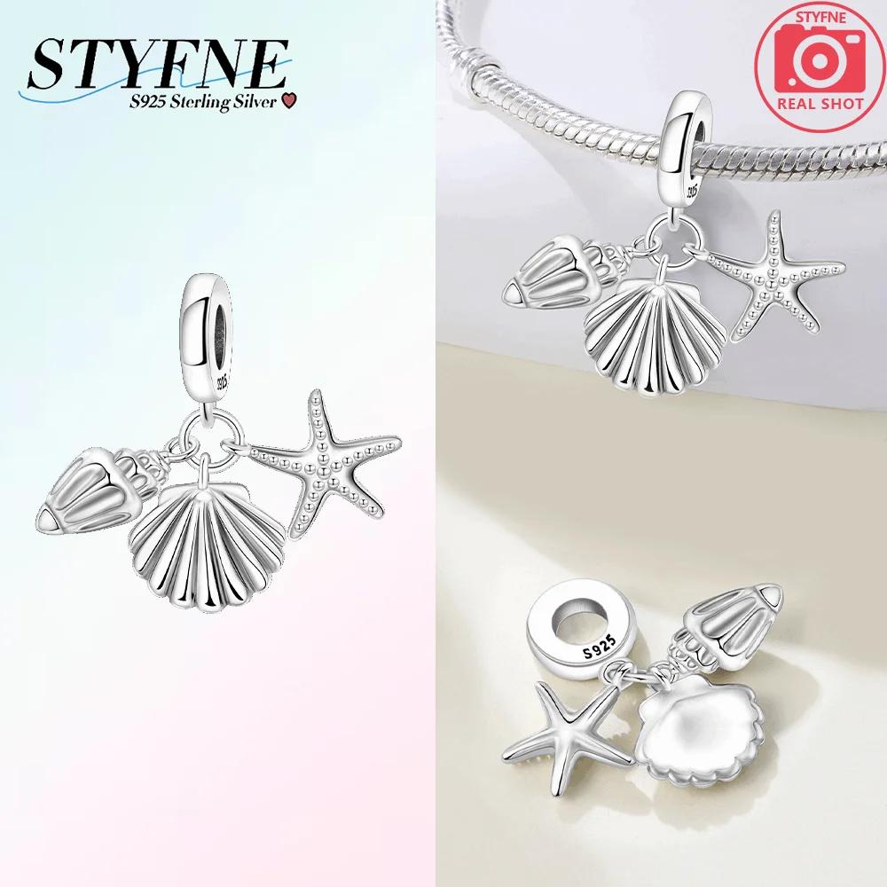 

925 Silver Ocean Series Charm Mermaid Turtle Dolphin Rudder Beads Pendant Fit Bracelet Accessories Bead Jewelry Making Fine Gift