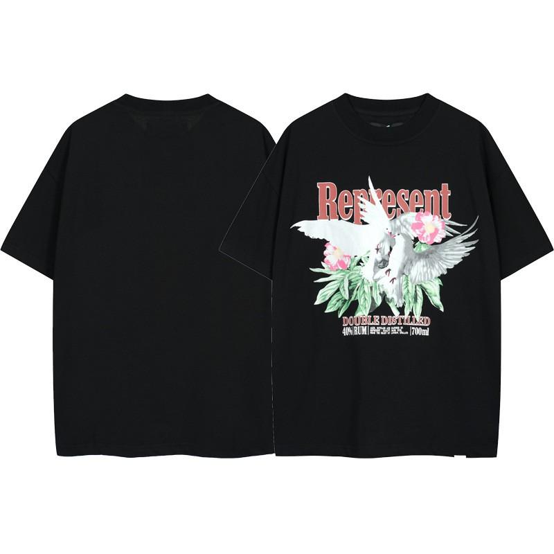 American Vintage High Street T-Shirt Cartoon Print Loose Fit Short Sleeve Men Women Teens