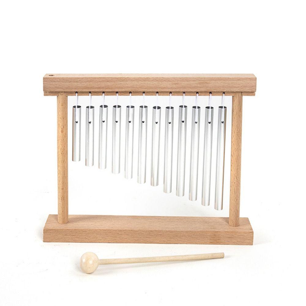 Collaborative Design Musical Instrument Toys Wooden Sound Healing Chime Bell  Interactive Toy