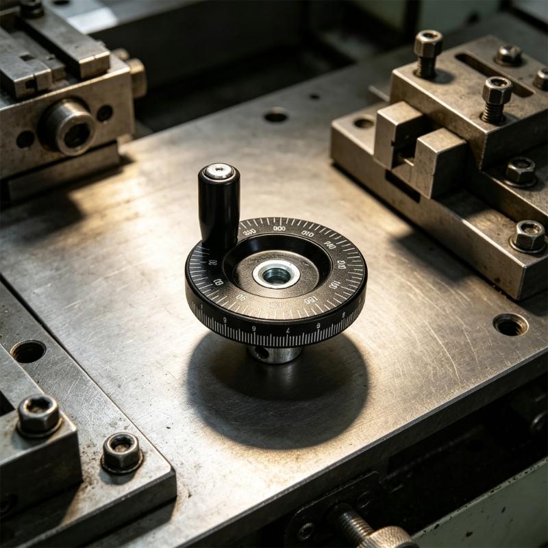 80mm Industrial Handwheel with Clear Graduations, Bakelite Body, 10mm Bore and Side Handle for Drill Press Control Replacement Use