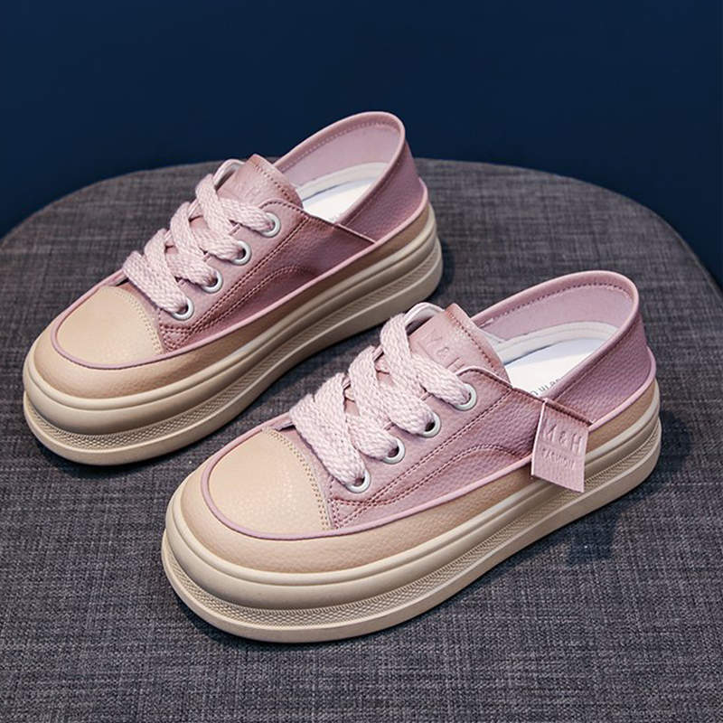 

Platform white shoes women s autumn 2025 new women s shoes heightened versatile casual sports shoes sub-board shoes half slippers 40