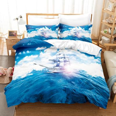 3D Sommer Segeln mit Wellen Bettwäsche-Sets Bettbezug-Set mit Kissenbezug Twin Full Queen King Bettwäsche Bettwäsche