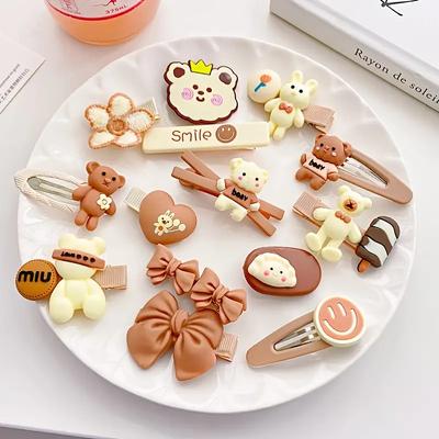 14 peças/conjunto de grampos de cabelo fofos em forma de animal de desenho animado infantil 14 peças acessórios de cabelo para meninas conjunto