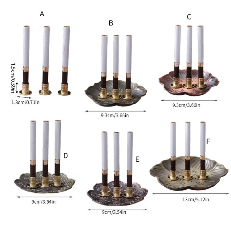 3Pcs Vintage Metal Cigarettes Holder Incenses Stick Holder Handcraft Incenses Burners with Flower Base Ashes Catcher