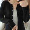 Solid Color Knitted Cardigan Women's Round Neck Casual Minimalist Style Sweater Cardigan Long Sleeved Autumn and Winter Short Cut Thin Knitted Jacket