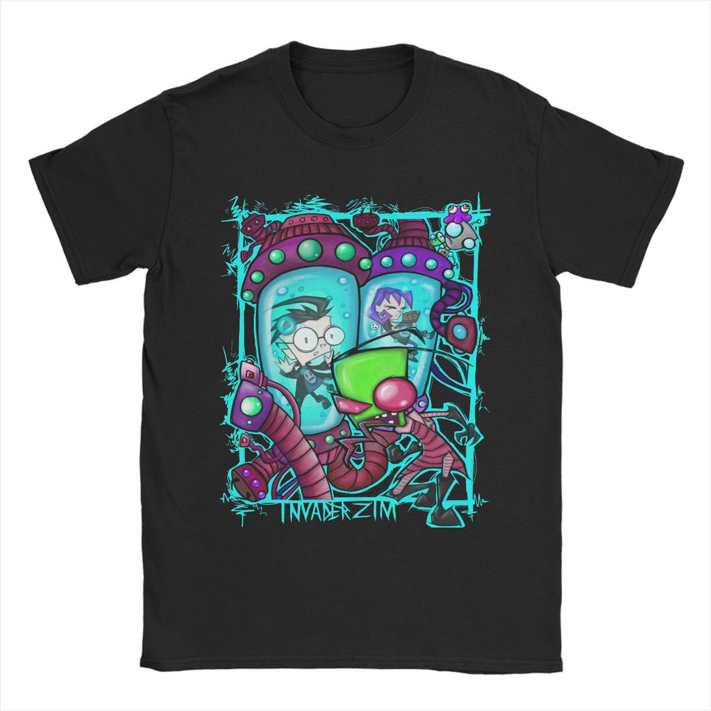 Funny Invaders Zims GIR T Shirt Men's Cotton Short Sleeve Crewneck Summer Clothes
