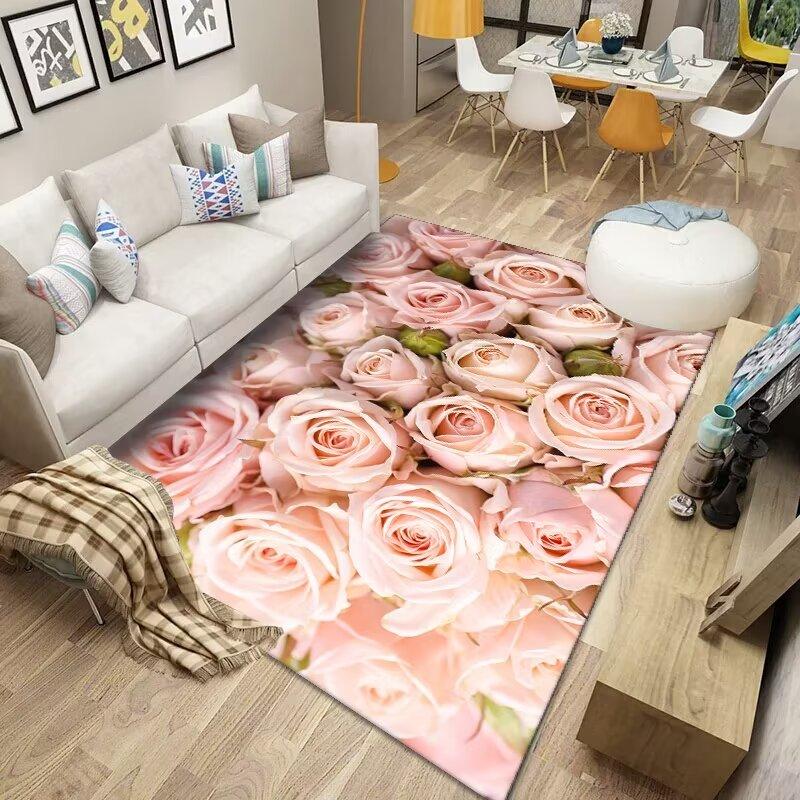 3D Flowers Carpet for Living Room  Nordic Room Decoration Home Mats Antiskid Easy Cleaning Bedroom Floor Entrance Kitchen Rug