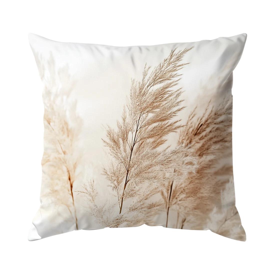 

Beige plant Cushions Pillowcase Polyester Cushion Cover Throw Pillow Sofa Decoration Pillowcover Home Decor 450*450mm