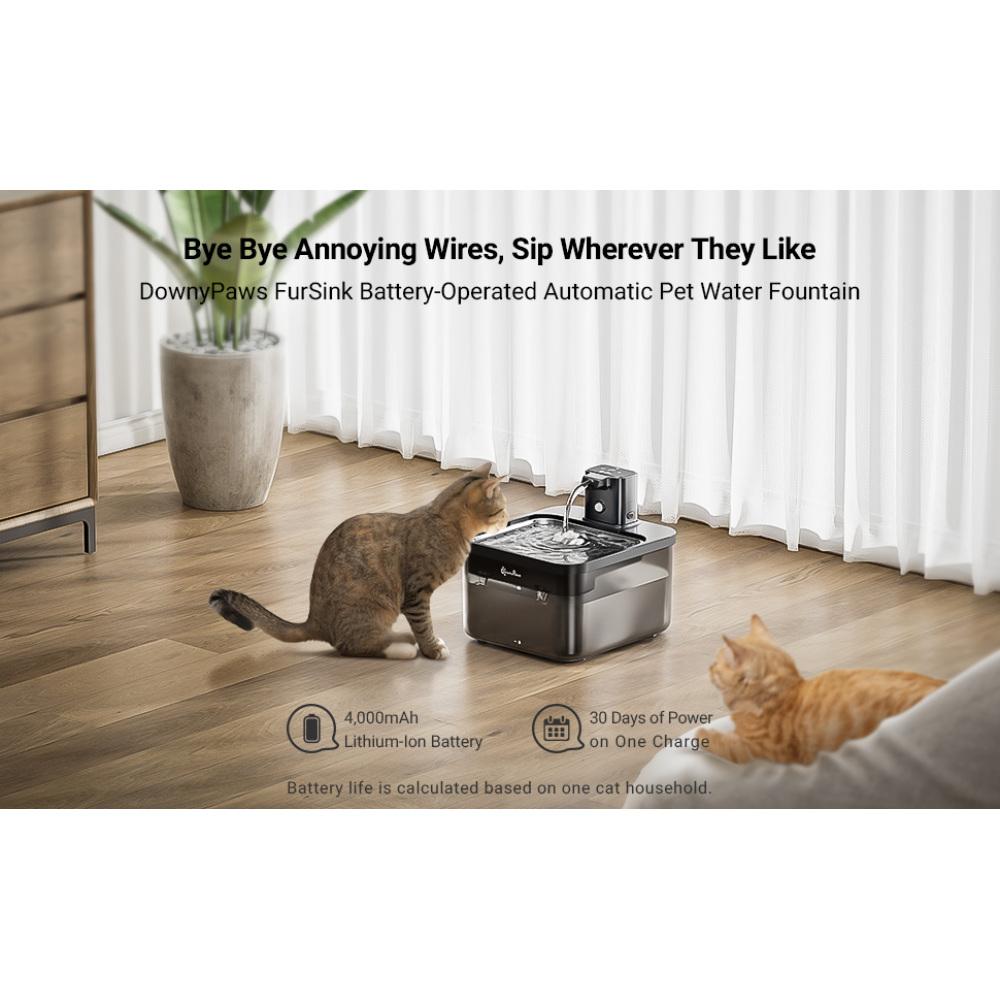 2,5l automatická nerezová napáječka pro kočky, bezdrátová napáječka pro domácí mazlíčky, 4000 mAh