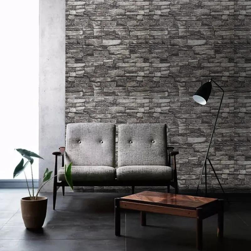 5/10pcs 70*77cm 3D Brick Wall Paper for Living Room Bedroom TV Wall Waterproof Self-Adhesive Wallpaper Foam DIY Wall Stickers