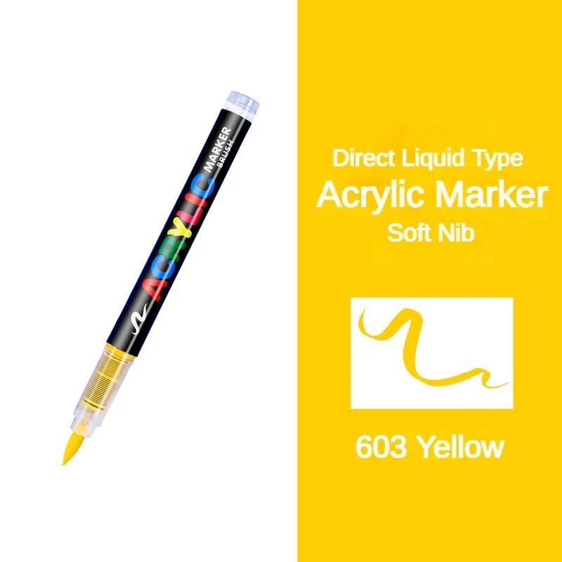 GUANGNA 16 Colors Direct-liquid Acrylic Marker Pen Waterproof Pen Soft Brush Nib for Glass Stone Metal Art Supplies Stationery