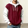 Sudadera con capucha de punto casual de bloque de color con media cremallera para hombre