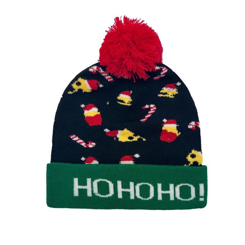 Hot Sale Jacquard Christmas Hat Hairball Ruffled New Year's Gift Winter Warm Cover Knitted Hat