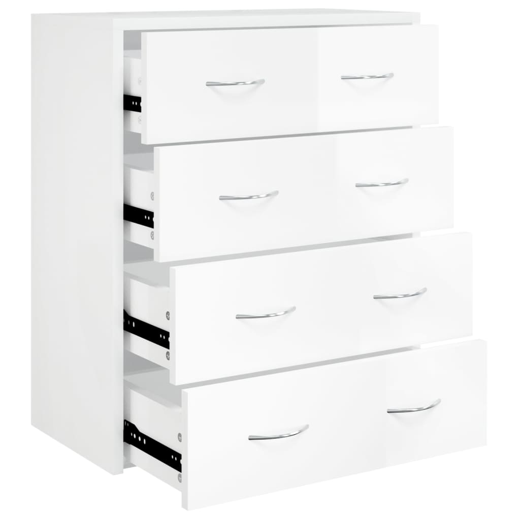 Vidaxl Komoda Z 4 Szufladami, 60X 30,5 X71 Cm, Biały O Wysokim Połysku