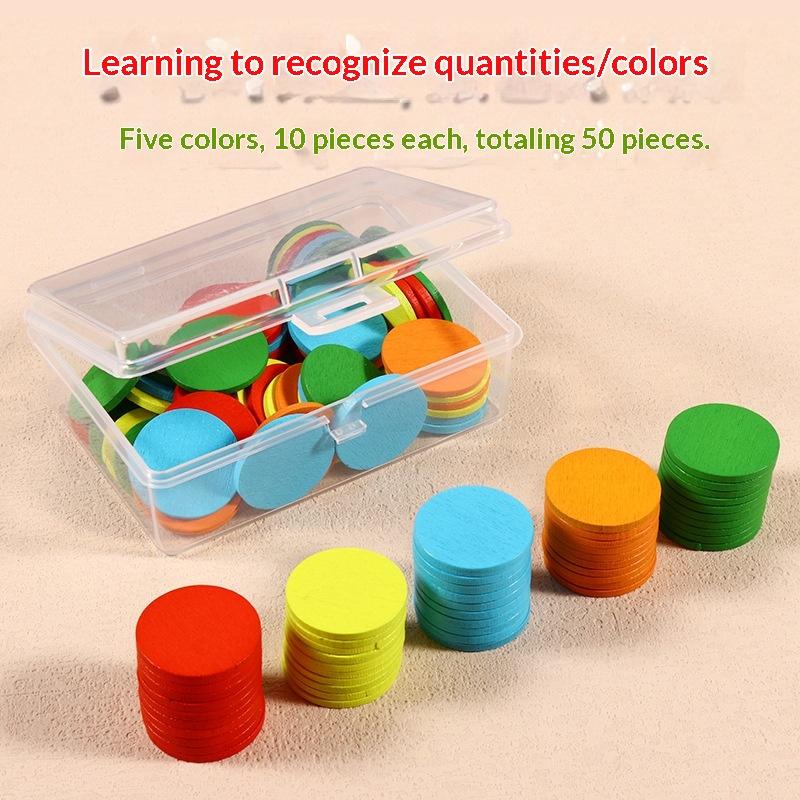 50Pcs Round Plastic Math Counters Colored Counting Chip Kids Early Math Learning Toy Kindergarten Preschool Math Learning