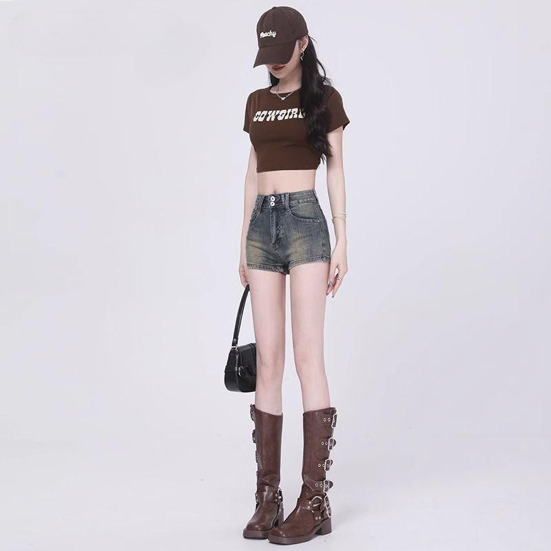 Women s High Waist Denim Shorts Slim Fit Japanese Casual Vintage Washed Summer Women Hot Pants XS