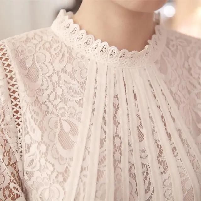 Women's Autumn Patchwork Openwork Elegant Lace Undershirt