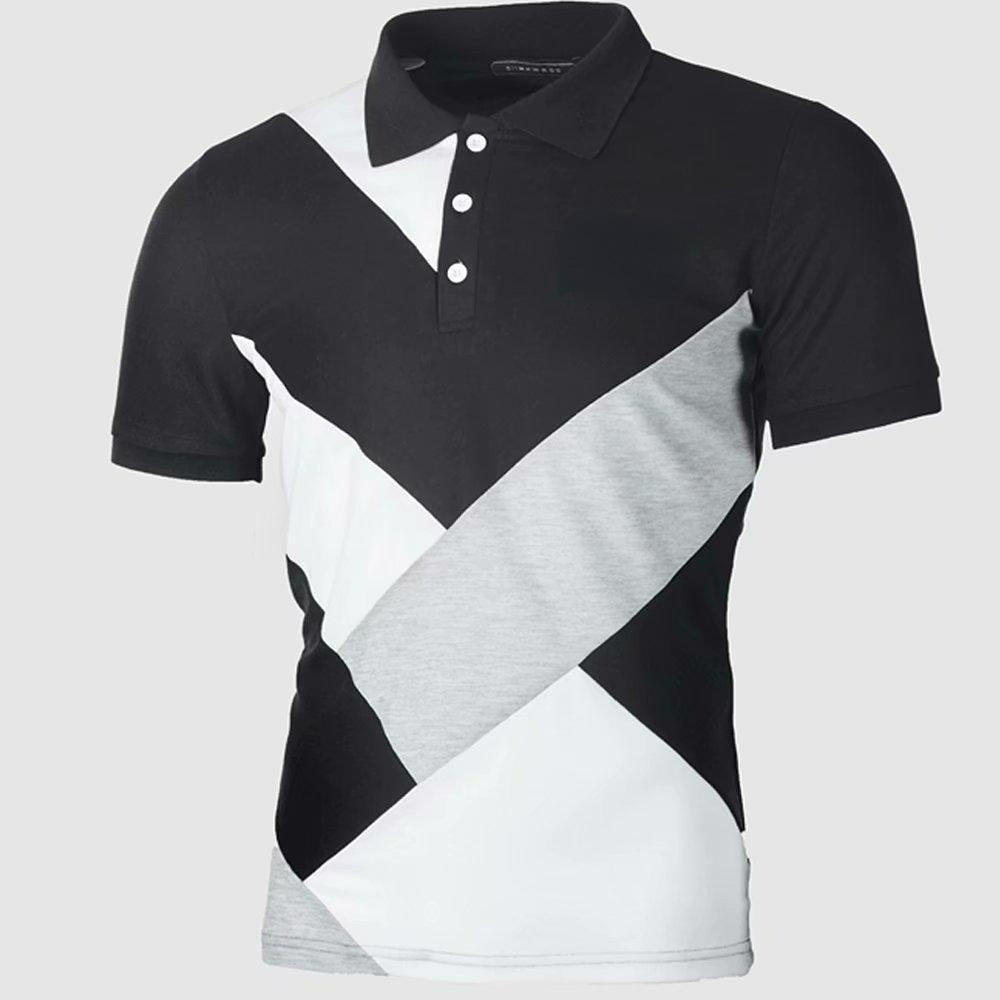 New Men's Sports Wear 2026 Summer New Men's European Code Stitching Short-sleeved Sports T-shirt