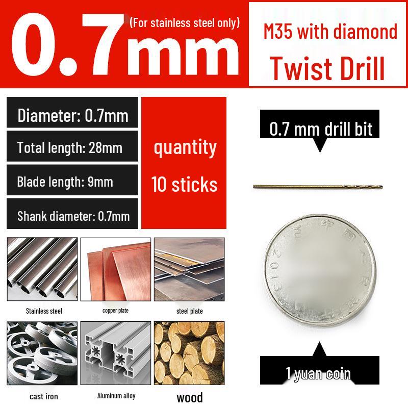 Set di punte da trapano HSS M35 al Cobalto per Legno, Metallo, Acciaio Inossidabile - Alta Durezza
