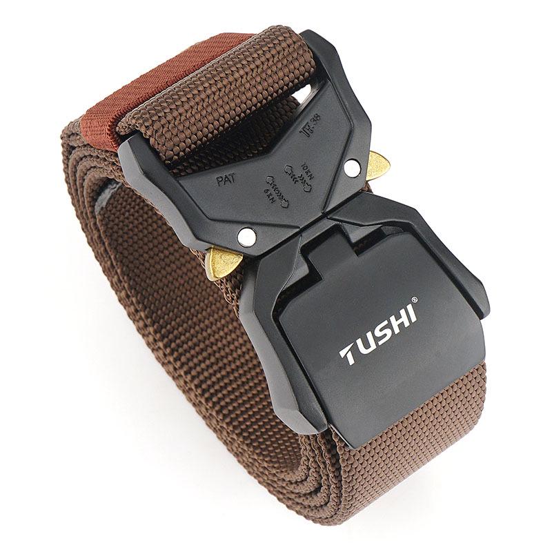 New Double Quick-release Aluminum Alloy Buckle Nylon Belt, Men's Cobra Tactical Belt