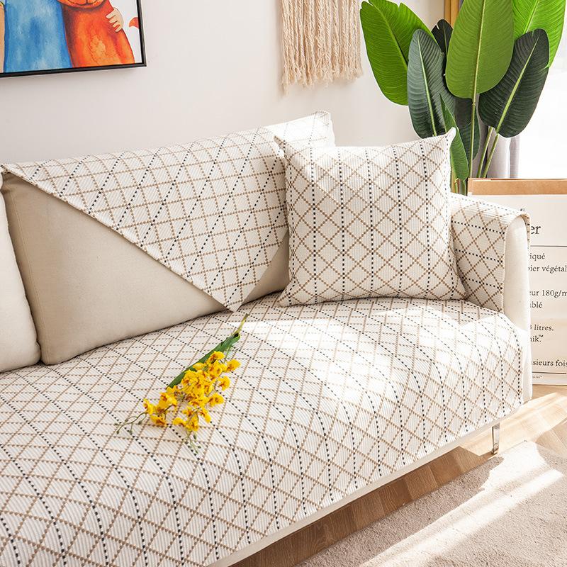 Sofa Cushion Cotton and Linen Minimalist Four-season Universal Non-slip Cushion Lazy Home Four-season Fabric Sofa Cover