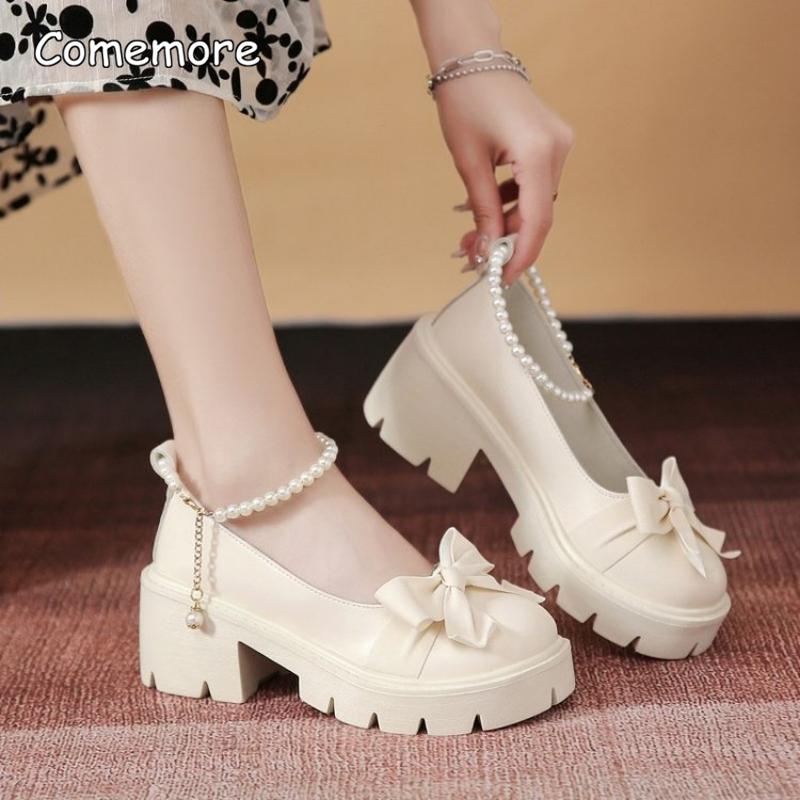 

FASHION Lolita Shoes Women Japanese Style Mary Jane Shoe Women Vintage Shallow High Heels Chunky Platform Shoes Female Sandals