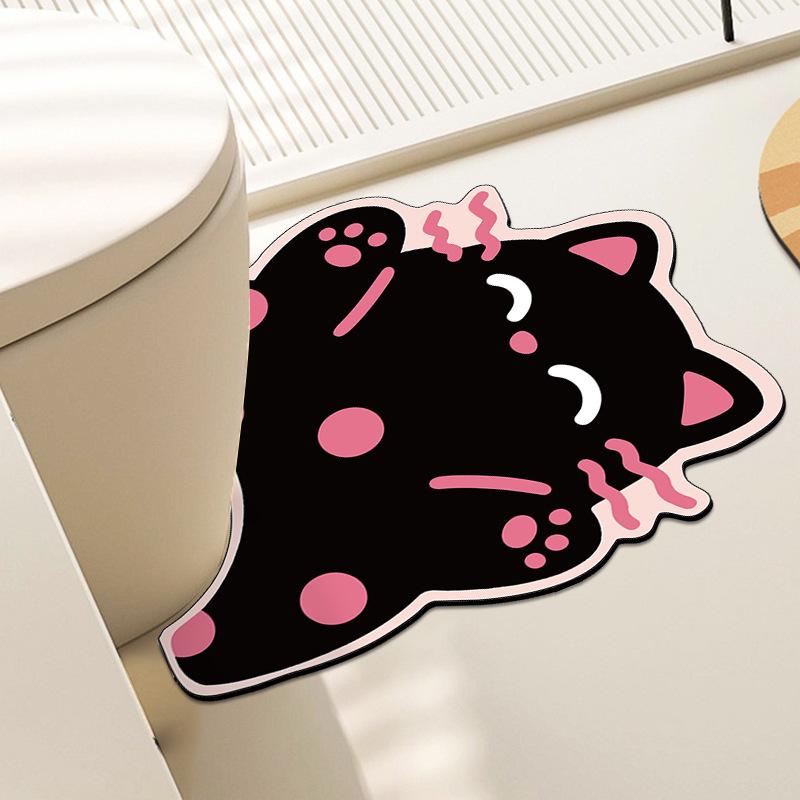 Cartoon Puppy Bathroom Floor Mat Three-Piece Set, Absorbent Non-Slip Mat, Diatom Mud Toilet, Dirt-Resistant And Wear-Resistant Toilet U-Shaped Mat