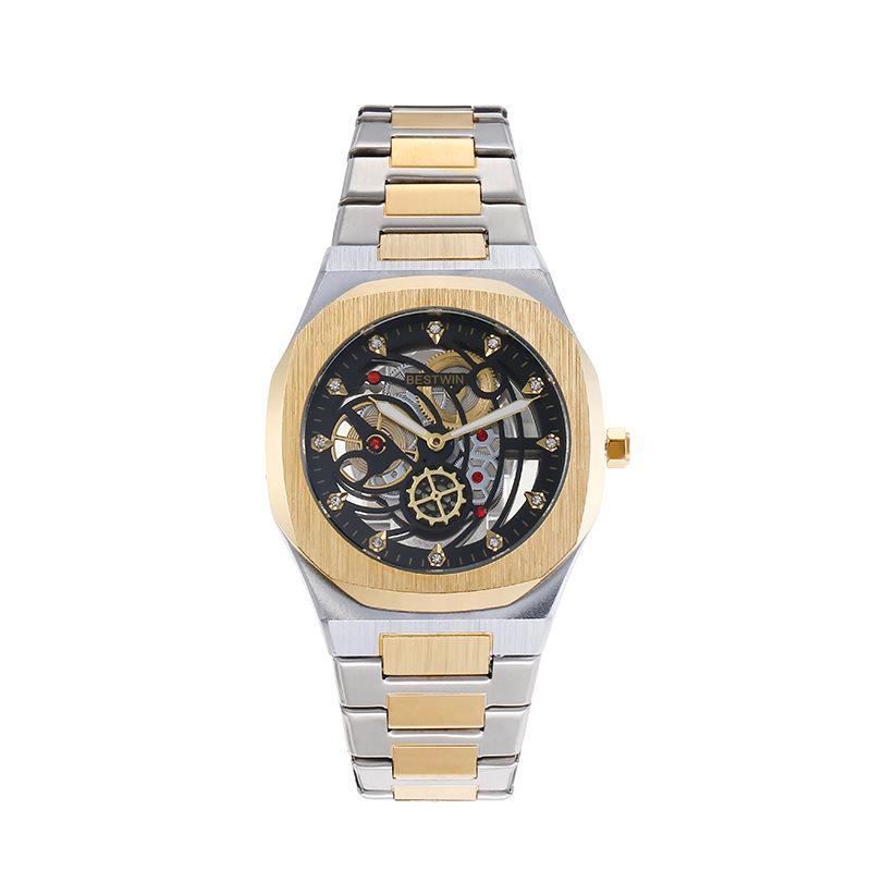 

Модные полые часы для мужчин с пряжкой-бабочкой, мужские часы с прозрачным низом, кварцевые часы