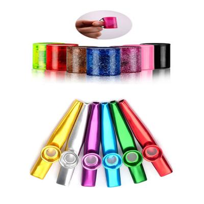 Ukulele Accompaniment Finger Shaker Kazoo Gold-Aluminum Alloy Diaphragm Kazoo with Diaphragm Mouthpiece and Finger Rhythm Kazoo