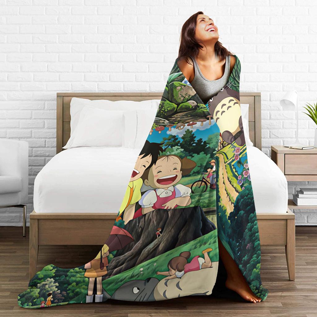 Totoro Blankets Soft Fluffy Plush Bedding Throws For Couch Bed Travel Flannel Bedspread Bed Cover
