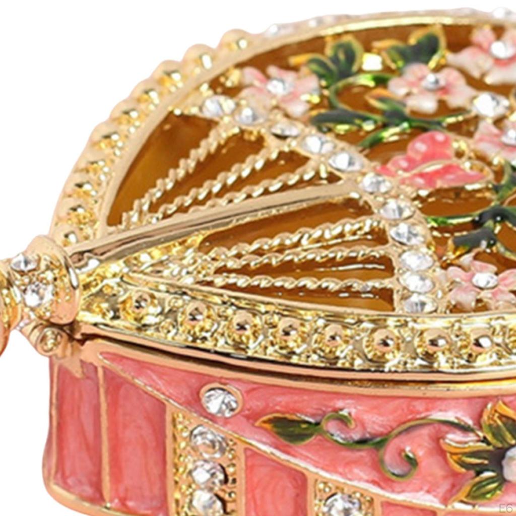 Enamel Jewelry Box Decorative Organizer Dressing Table Trinket for Desktop