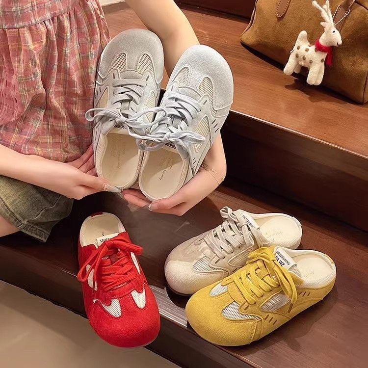 Mode atmungsaktiv halb schleppend neu retro Damen vielseitig weiche Sohle bequeme Sneakers Board Schuhe