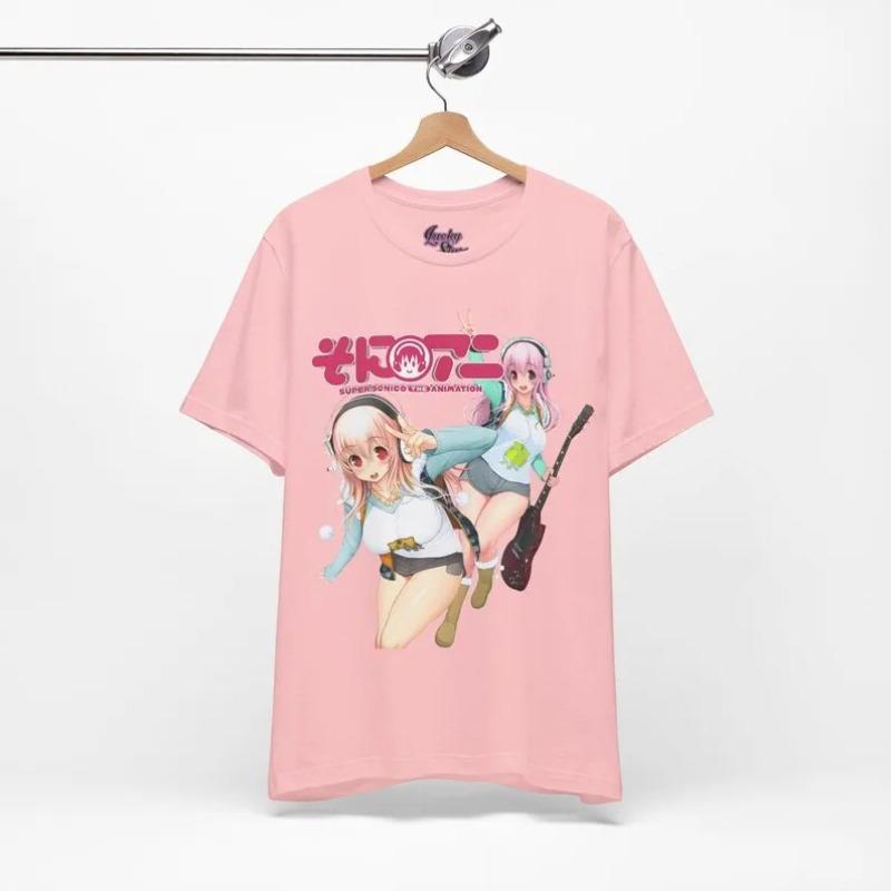 Super Sonico Tričko Unisex Oversize Horký produkt Vysoká kvalita Klasické Y2k Krátké Streetwear Trendy Bavlna Pohodlné Prodyšné