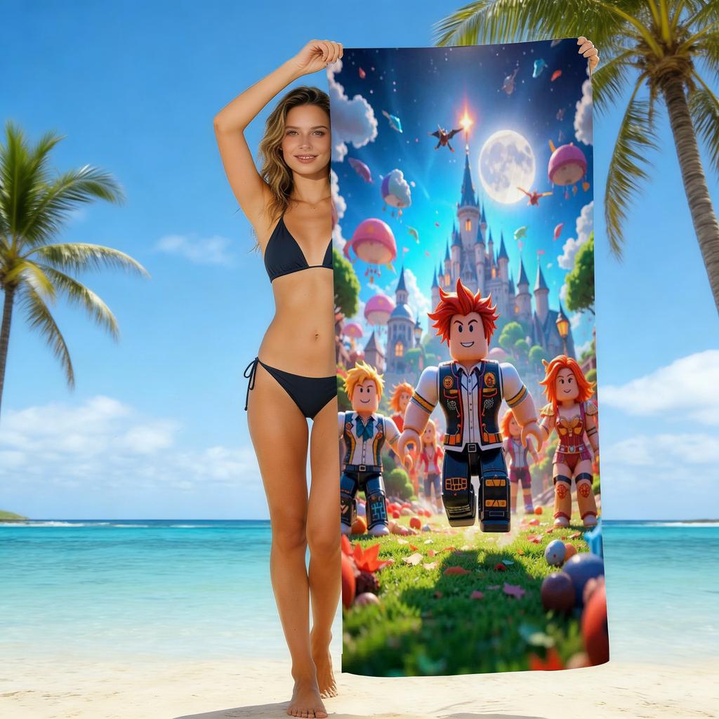 Roblox Roblox Game Beach Towel European And American Microfiber Bath Towel Beach Children Adult Towel