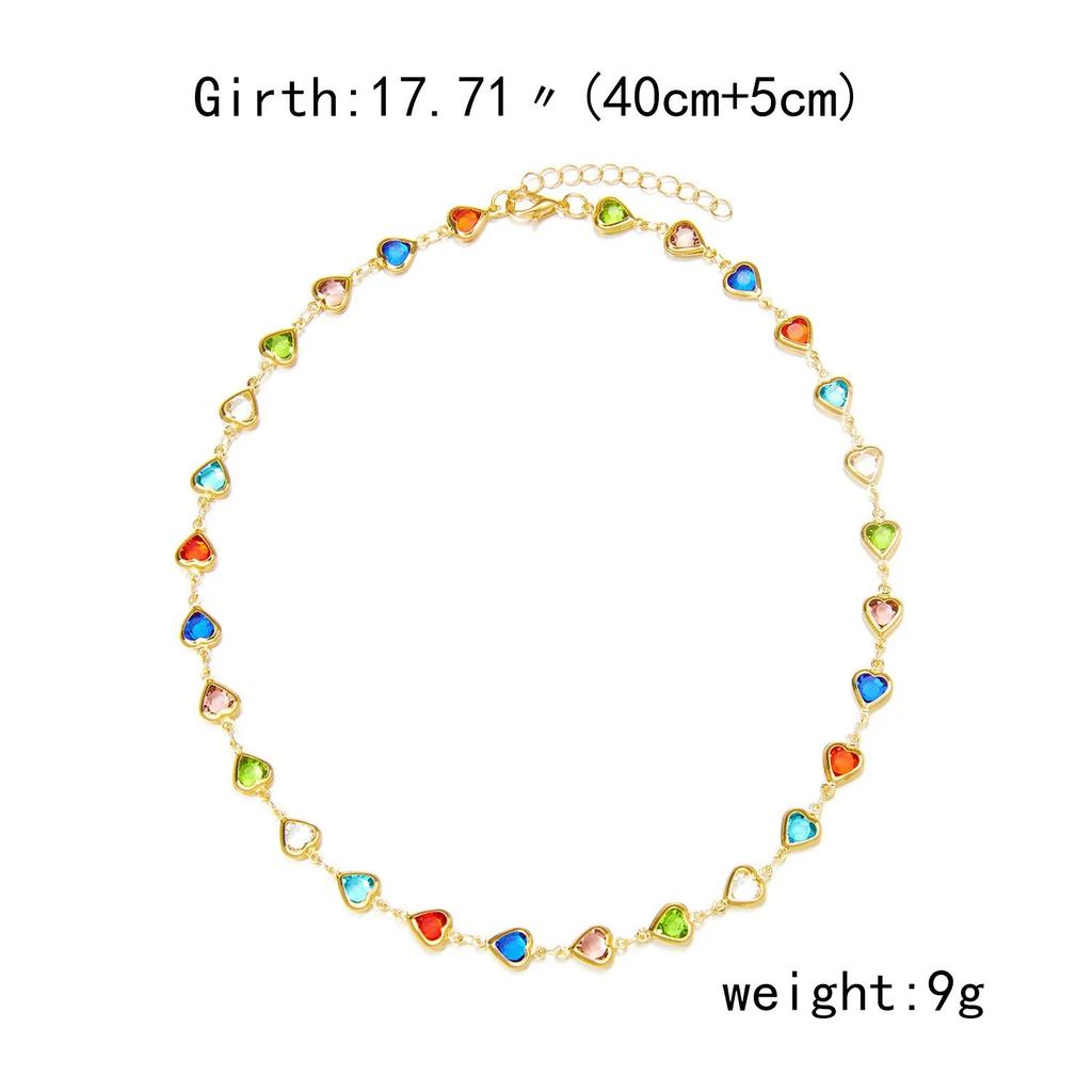Bohemia Retro Multicolor Crystal Heart Beaded Bracelet for Women Charm Fashion Summer Beach Choker Jewelry Set Gift Accessories