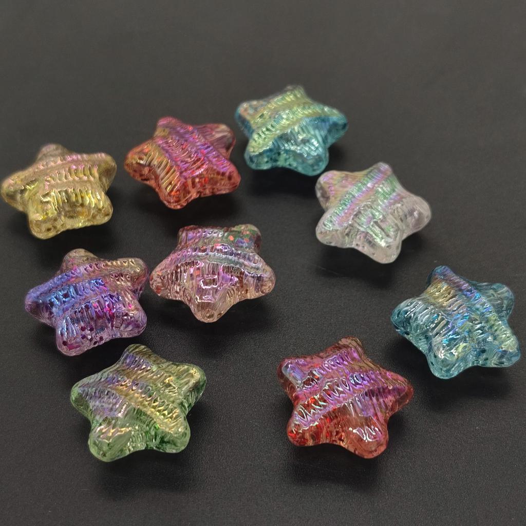 20mm UV Plated Colorful Glitter Acrylic Star Beads for DIY Jewelry