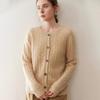 Autumn Winter Cashmere Women's Round Neck Cardigan - Long Sleeve, Loose Fit, Slimming, Cable Knit, Versatile, Skin-Friendly Sweater