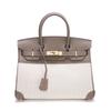 New Cowhide Canvas Platinum Bag Leather Casual Splicing Contrasting Bag Large Capacity Portable Shoulder Messenger Bag