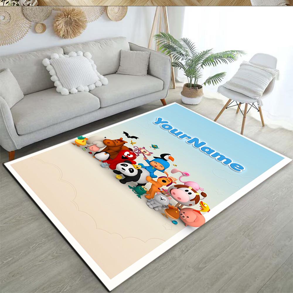 Pocoyo Customized Name Floor Rug Office Rug Perfect for Dining Room Study Room Living Rooms Bedrooms Antislip Carpet Anime Office Decor