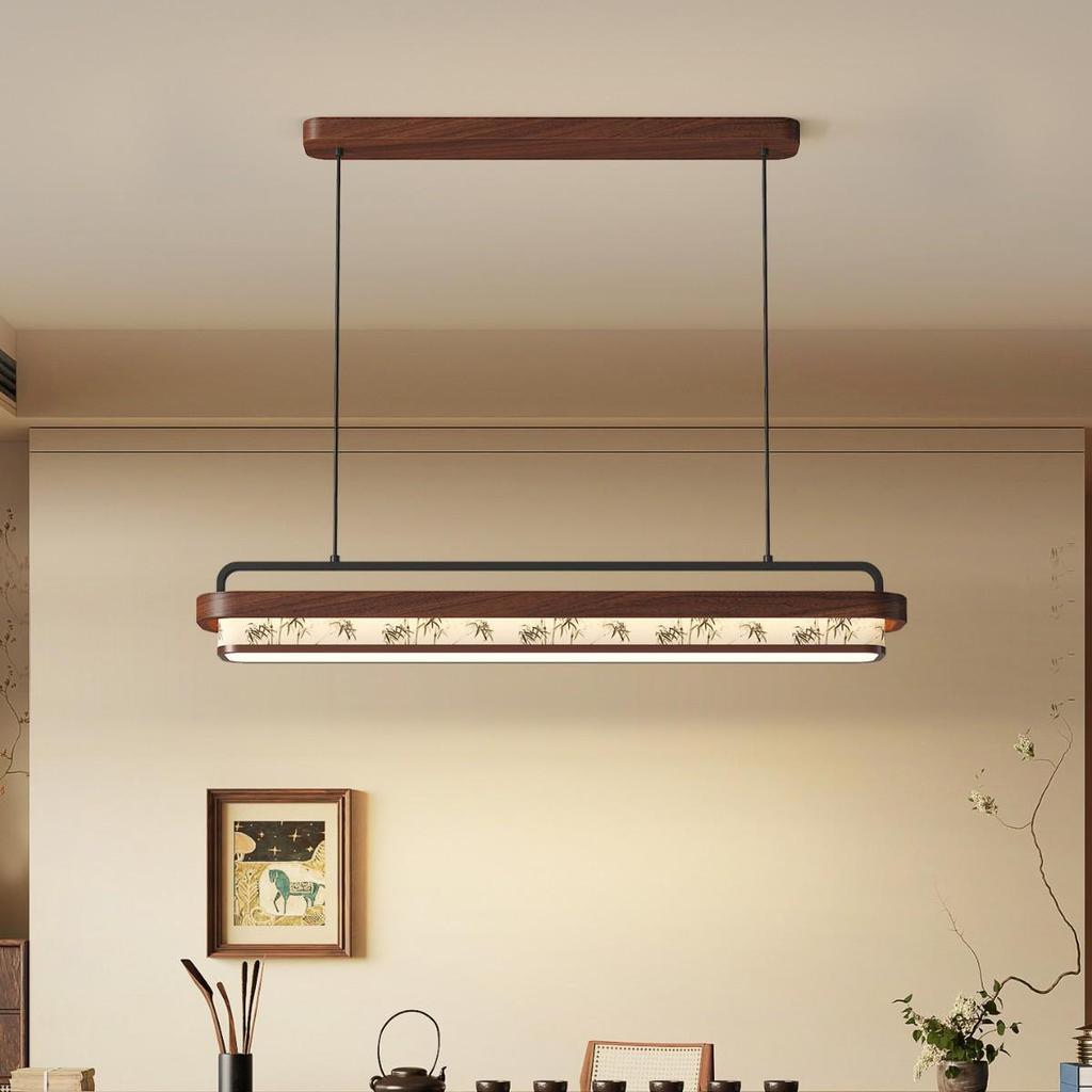 Song Dynasty Zen Chandelier: Retro Fabric, Rectangular Dining Room & Tea Room Light