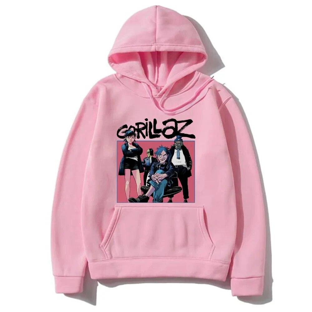 Autumn Winter Unisex Hoodies British Virtual Bands Gorillaz Print Pullover Hoody Women Sweatshirt Unisex Streetwear Y2k Clothing