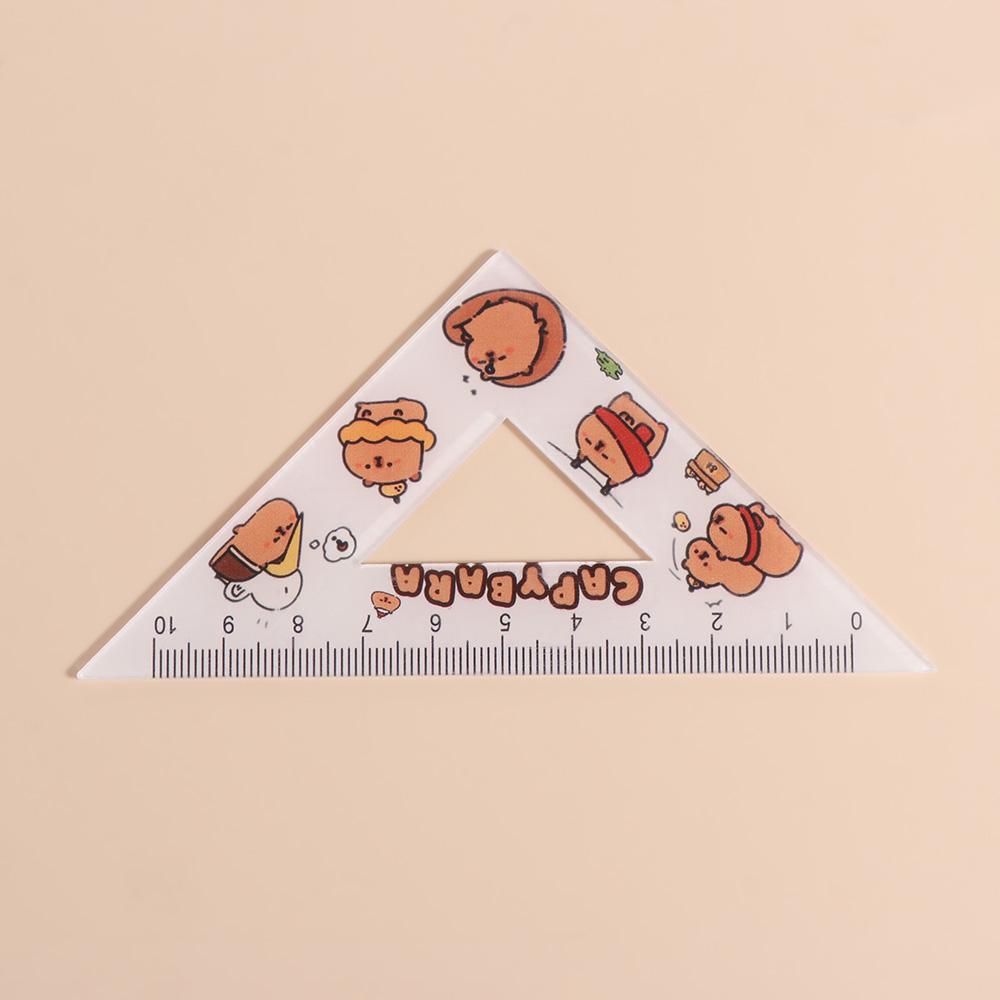 Cute Triangle Protractor Set Cartoon Capybara Pattern Ruler Set Ruler Four-piece Set  Kids Gifts